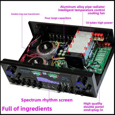 AV-888BT 2800W ホームカラオケ デュアルリング パワーアンプ 新モデル 7.1チャンネル ゾーンチューニング ハイパワー メタル構造