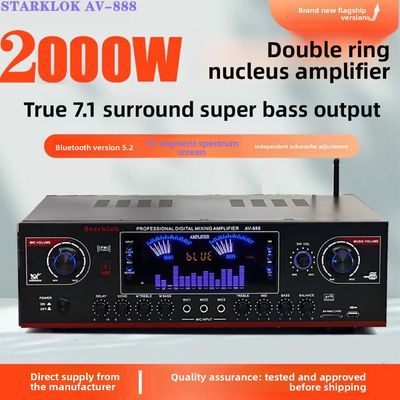 AV-888 7.1チャンネル 2000W ハイパワー ホームシアター カラオケ アンプ スピーカー デュアルループ 12管 耐久性のある金属製