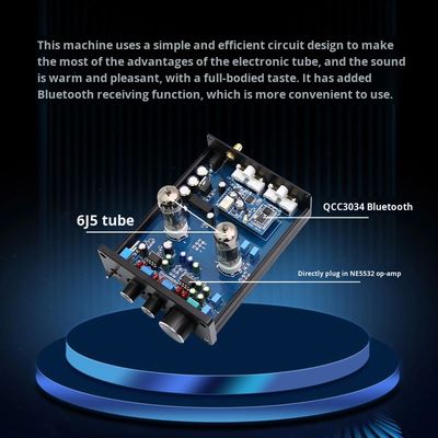 オーディオファイル HIFI 真空管プリアンプ 6J5 QCC3034 BT 5.1 ワイヤレスホームアンプ用 低音と高音調整付きプリアンプ