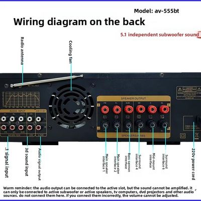 AV-555BT プロフェッショナル5.1チャネルダイナミックスペクトル増幅器 600W 高性能家庭用サブウーファー