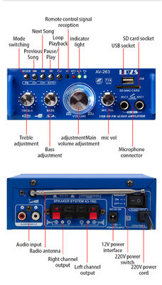 AV-263BT2.0チャンネル 120WハイファイミニBT 無線家庭用車用アンプ 110V/220V 12V MP3プレーヤー受信機