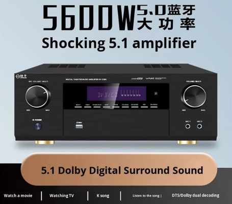5.1CH 5600W Pro パワーアンプ、BTワイヤレスWiFi、Dolby HDMI 光デジタル同軸、ホームシアターKTV用