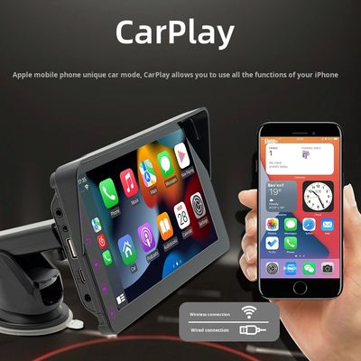 Creatall 7インチ ポータブルカーMP5 ワイヤレスCarPlay Bluetooth FMトランスミッター HDリアビューカメラ ダッシュボード配置 1年保証