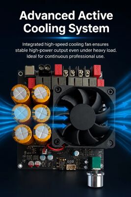 600W+600W デュアルTPA3255アンプボードファン冷却クラスDステレオアンプボードDC18-50V